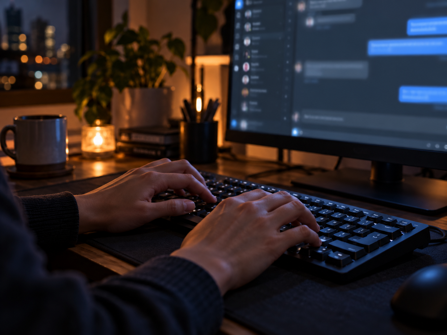 Mani che scrivono a un chatbot di sera: sempre più persone usano ChatGPT come psicologo